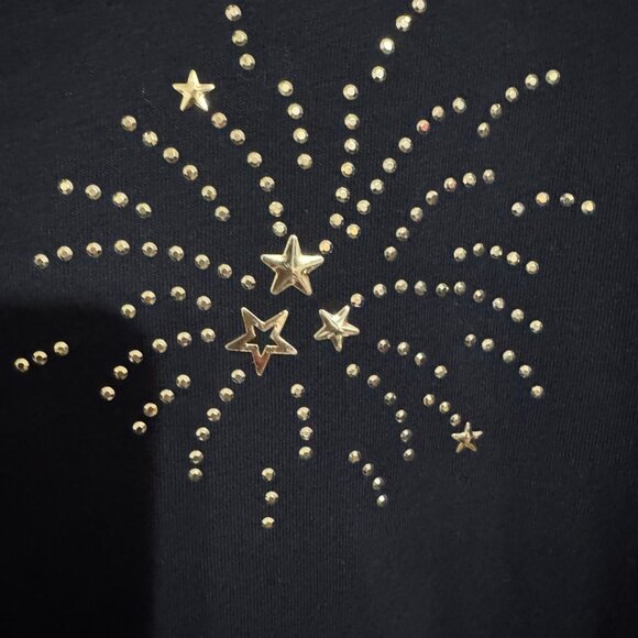 ❤️SUMMER PATRIOTIC/STARS FIREWORKS CASUAL NAVY TOP 1X - Picture 4 of 8